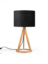 Jute Black Trio Wooden Lamp