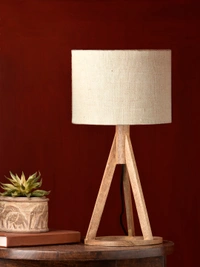 Jute White Trio Wooden Lamp
