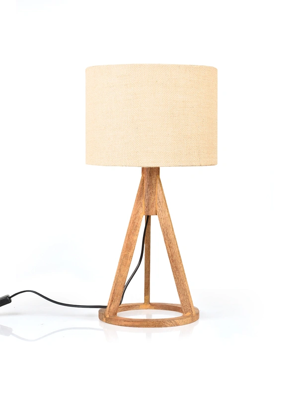 Jute White Trio Wooden Lamp